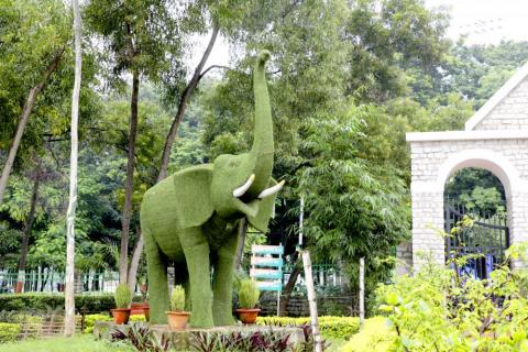 Statues of elephant with artificial grass | Oxygen Park Ranchi, Jharkhand