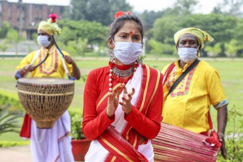 Tribal Artist wearing mask during coronavirus pandemic