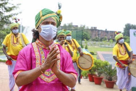 Tribal Artist wearing mask during coronavirus pandemic