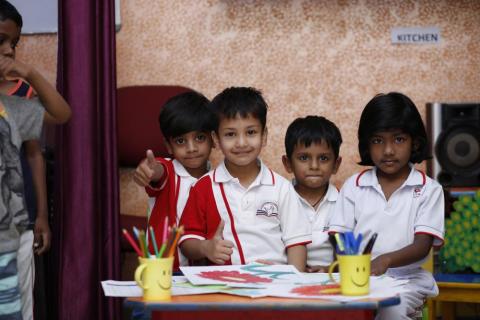 Group of small students