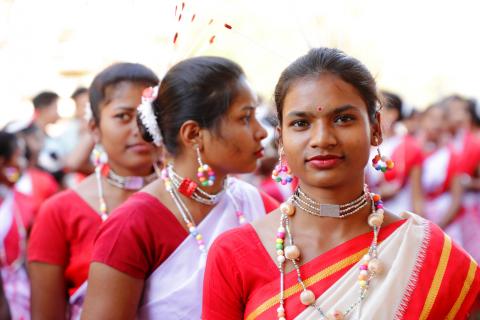 Jharkhand tribal woman dressed traditionally