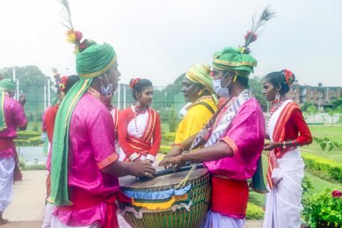 Tribal Artist wearing mask during corona virus pandemic