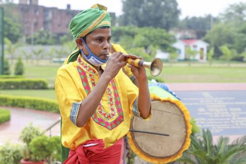 Tribal Artist during wearing mask during coronavirus pandemic