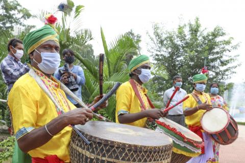 Tribal Artist wearing mask during corona virus pandemic