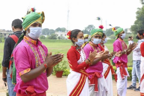 Tribal Artist wearing mask during corona virus pandemic