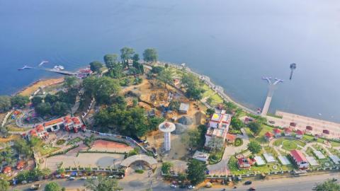 Arial view of Patratu lake resort Jharkand, India