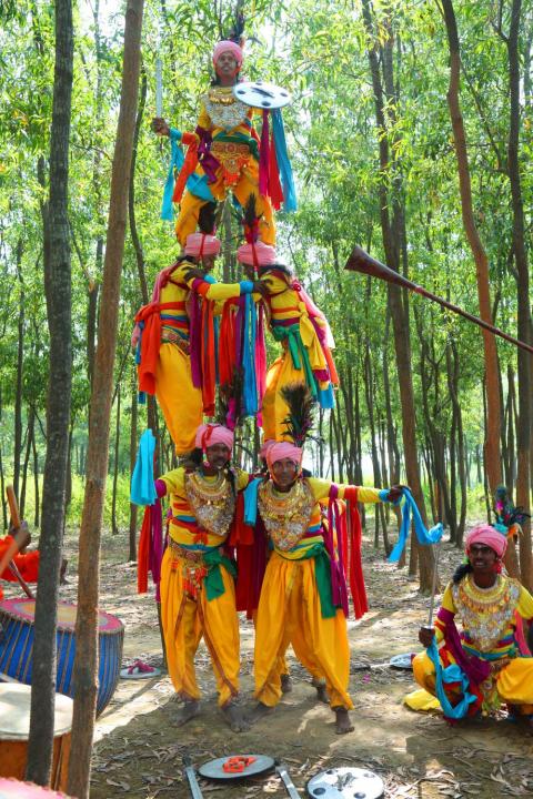 Portrait of a man performing Jharkhand traditional dance