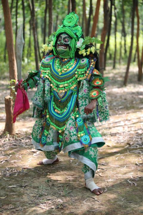 Chhau artist performing dance